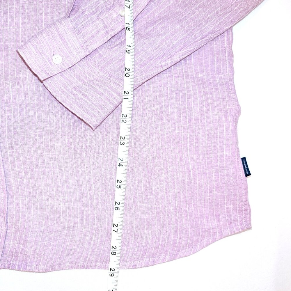 Vineyard Vines Men's | 100% Linen Purple Stripe Button Down Shirt | Size Large - Picture 7 of 8